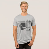 Houtskool Medium Grijs MCM Stijl Geometrisch Abstr Tri-Blend Shirt (Voorkant volledig)