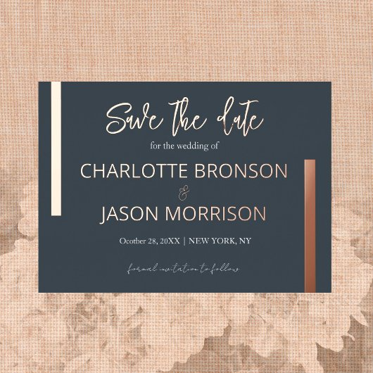 Houtskool Minimale Lijnen Bruiloft Save The Date Folie Uitnodiging