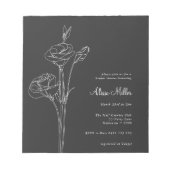 Houtskool Minimalistisch Bloemen Vrijgezellenfeest Notitieblok (Voorkant)