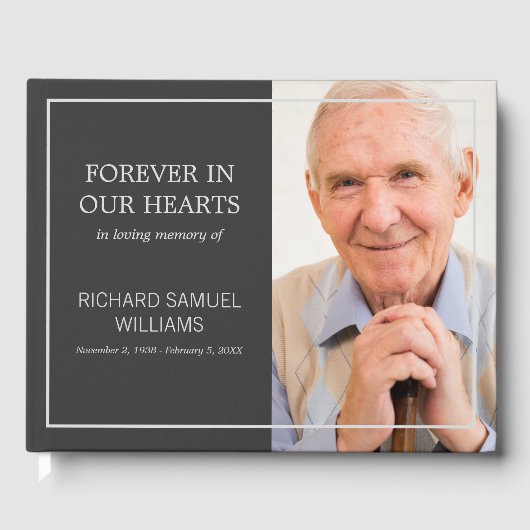 Houtskool minimalistisch in liefdevolle herinnerin gastenboek (Voorkant)