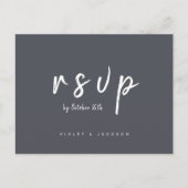 Houtskool minimalistisch script bruiloft RSVP Uitnodiging Briefkaart (Voorkant)