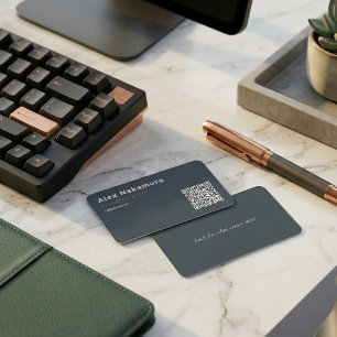 Houtskool Minimalistische QR Code Tech Oprichter S Visitekaartje