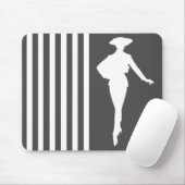 Houtskool Modern Stripes met mode Silhouette Muismat (Met muis)