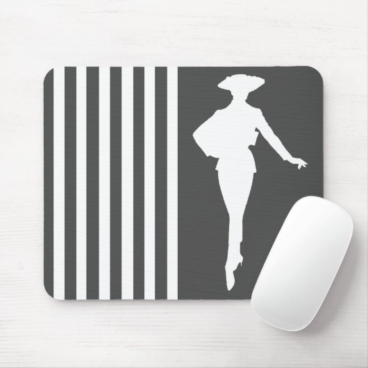 Houtskool Modern Stripes met mode Silhouette Muismat (Met muis)
