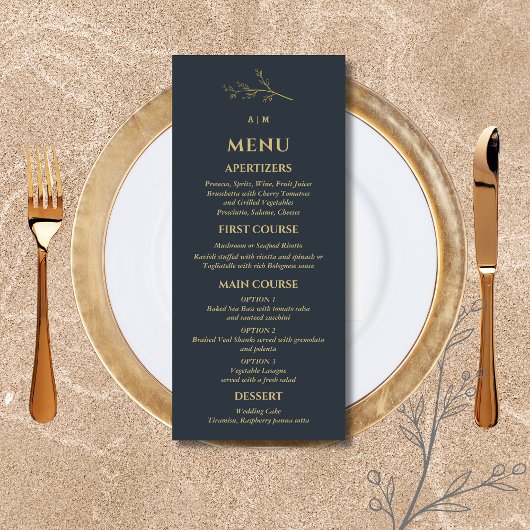 Houtskool Monogram Botanische Minimalistische Trou Menu