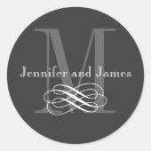 Houtskool Monogram Bruiloft Logo Stickers (Voorkant)