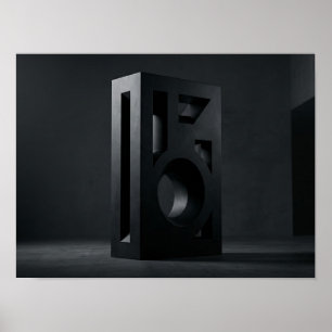Houtskool Monoliet Geometrisch Uitgesneden Muurkun Poster