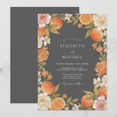 Houtskool Oranje Citrus Eucalyptus Bruiloft Kaart (Voorkant / Achterkant)