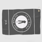 Houtskool Par TEE Tijd Golfer Naam Grappig Aangepa Golfhanddoek (Horizontaal)