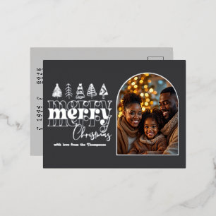 Houtskool Parel & Zachte Graphiet Kerst Foto Folie Feestdagen Briefkaart