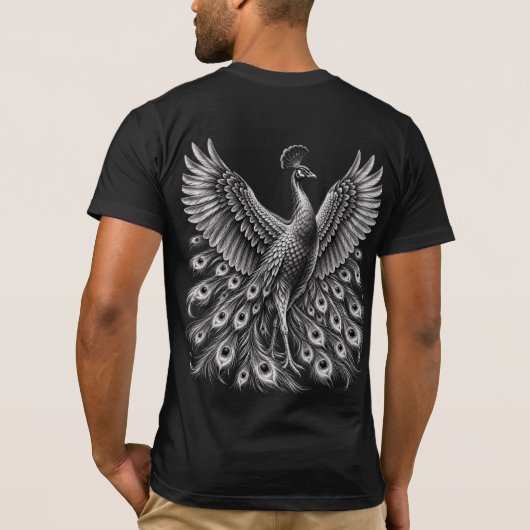 Houtskool pauw t-shirt (Achterkant)