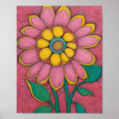 Houtskool potlood bloem - De Roze Ster Poster (Voorkant)