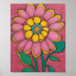 Houtskool potlood bloem - De Roze Ster Poster