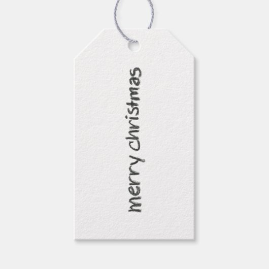 Houtskool potlood Merry Christmas label Cadeaulabel (Voorkant)