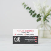 Houtskool & Rood Professionele Pictogrammen QR Cod Visitekaartje (Staand voorkant)
