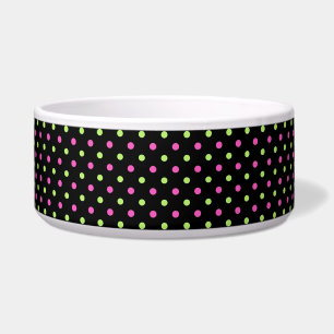 houtskool, roze en groene polka stippen voerbakje