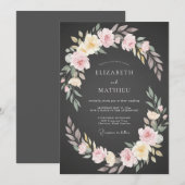 Houtskool Roze Ranunculus Eucalyptus Bruiloft Kaart (Voorkant / Achterkant)