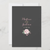 Houtskool Roze Roze Bloemboeket Bruiloft Kaart (Achterkant)