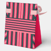 Houtskool Roze Strepen Bewerkbaar Elegant Monogram Bedankdoosjes (Achterkant)