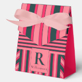 Houtskool Roze Strepen Bewerkbaar Elegant Monogram Bedankdoosjes (Voorkant)