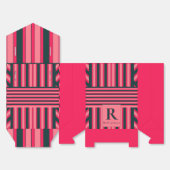Houtskool Roze Strepen Bewerkbaar Elegant Monogram Bedankdoosjes (Ongevouwen)