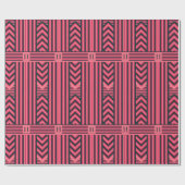 Houtskool Roze Strepen Bewerkbaar Elegant Monogram Cadeaupapier (Vlak)