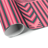 Houtskool Roze Strepen Bewerkbaar Elegant Monogram Cadeaupapier (Rol Hoek)