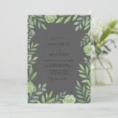 Houtskool Salie Loof Eucalyptus Bruiloft Kaart (Staand voorkant)