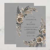Houtskool Sophisticated Vintage Bruiloft Kaart (Voorkant / Achterkant)
