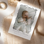 Houtskool Squiggly Bows Geboorteaankondiging Foto Aankondiging