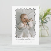 Houtskool Squiggly Bows Geboorteaankondiging Foto Aankondiging (Staand voorkant)