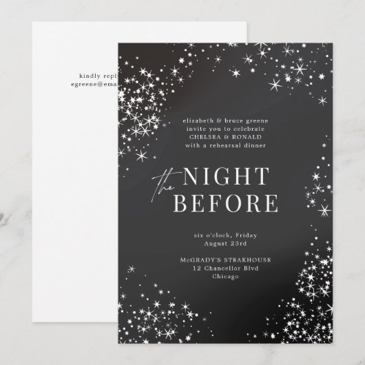 Houtskool Sterrennacht voor het repetitiediner Kaart (Voorkant / Achterkant)