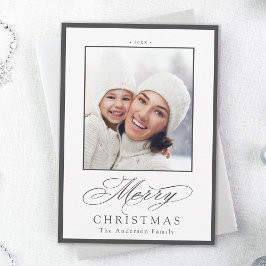 Houtskool Stijlvol Vrolijk Kerstfeest Foto Vakanti Feestdagenkaart
