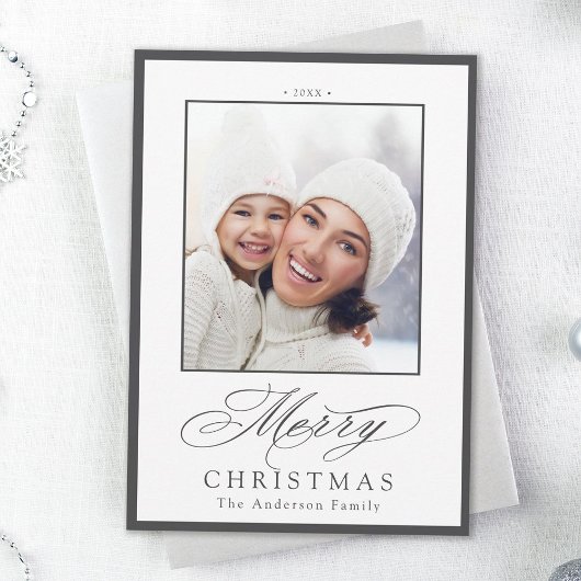 Houtskool Stijlvol Vrolijk Kerstfeest Foto Vakanti Feestdagenkaart