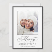 Houtskool Stijlvol Vrolijk Kerstfeest Foto Vakanti Feestdagenkaart (Voorkant)