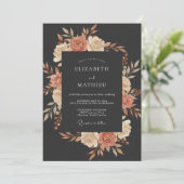 Houtskool Stijlvolle Herfst Bruiloft Kaart (Staand voorkant)