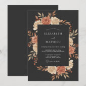 Houtskool Stijlvolle Herfst Bruiloft Kaart (Voorkant / Achterkant)