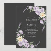 Houtskool Stof Lilac Bloem Huwelijk Kaart (Voorkant / Achterkant)