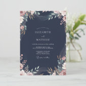 Houtskool Stof Roze Loof Eucalyptus Bruiloft Kaart (Staand voorkant)