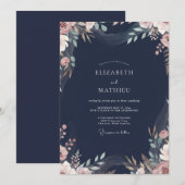 Houtskool Stof Roze Loof Eucalyptus Bruiloft Kaart (Voorkant / Achterkant)