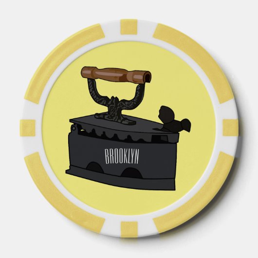 Houtskool strijkijzer cartoon illustratie poker chips (Voorkant)