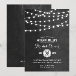 Houtskool String Lights bruids douche uitnodiging