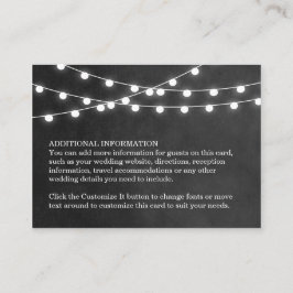 Houtskool String Lights Bruiloft invoegen Kaart