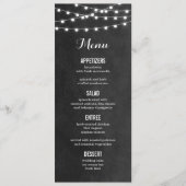 Houtskool String Lights Bruiloft Menu Kaart (Voorkant)