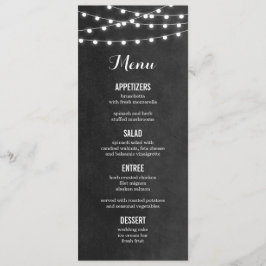 Houtskool String Lights Bruiloft Menu Kaart