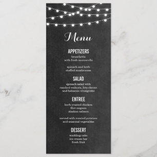 Houtskool String Lights Bruiloft Menu Kaart