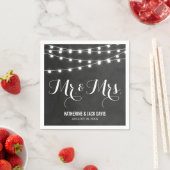 Houtskool String Lights Bruiloft Monogram Servetten (Insitu)