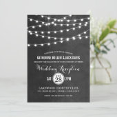 Houtskool String Lights Bruiloft Receptie Uitnodig Kaart (Staand voorkant)
