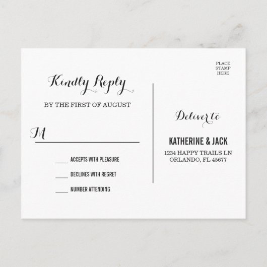 Houtskool String Lights Bruiloft RSVP Briefkaart (Achterkant)