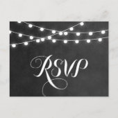 Houtskool String Lights Bruiloft RSVP Briefkaart (Voorkant)